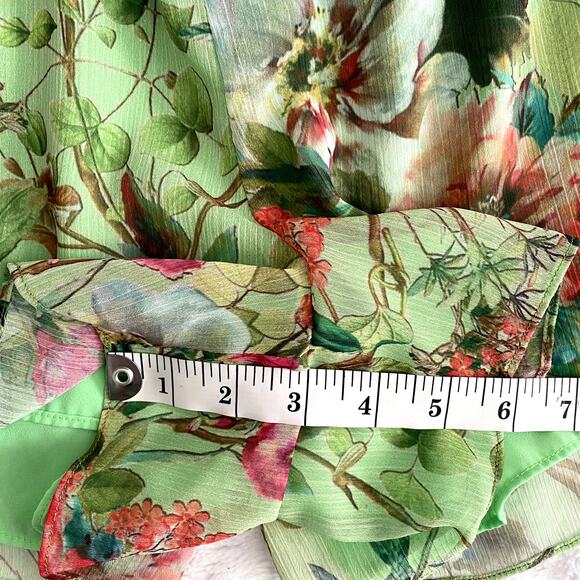 Jay Godfrey Green Lydia Floral Strapless Chiffon Pleated Preppy Romper 12 - Picture 8 of 8
